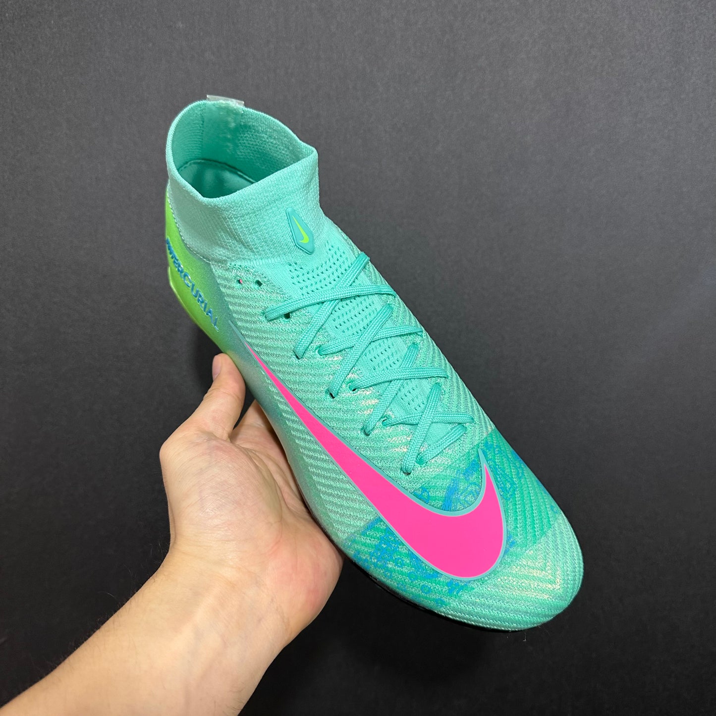 MERCURIAL SUPERFLY FG GREEN/AQUA/PINK